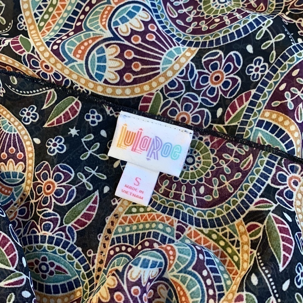 LULAROE Lindsay Paisley Open Front Sheer Cardigan Size Small EUC - Picture 3 of 4
